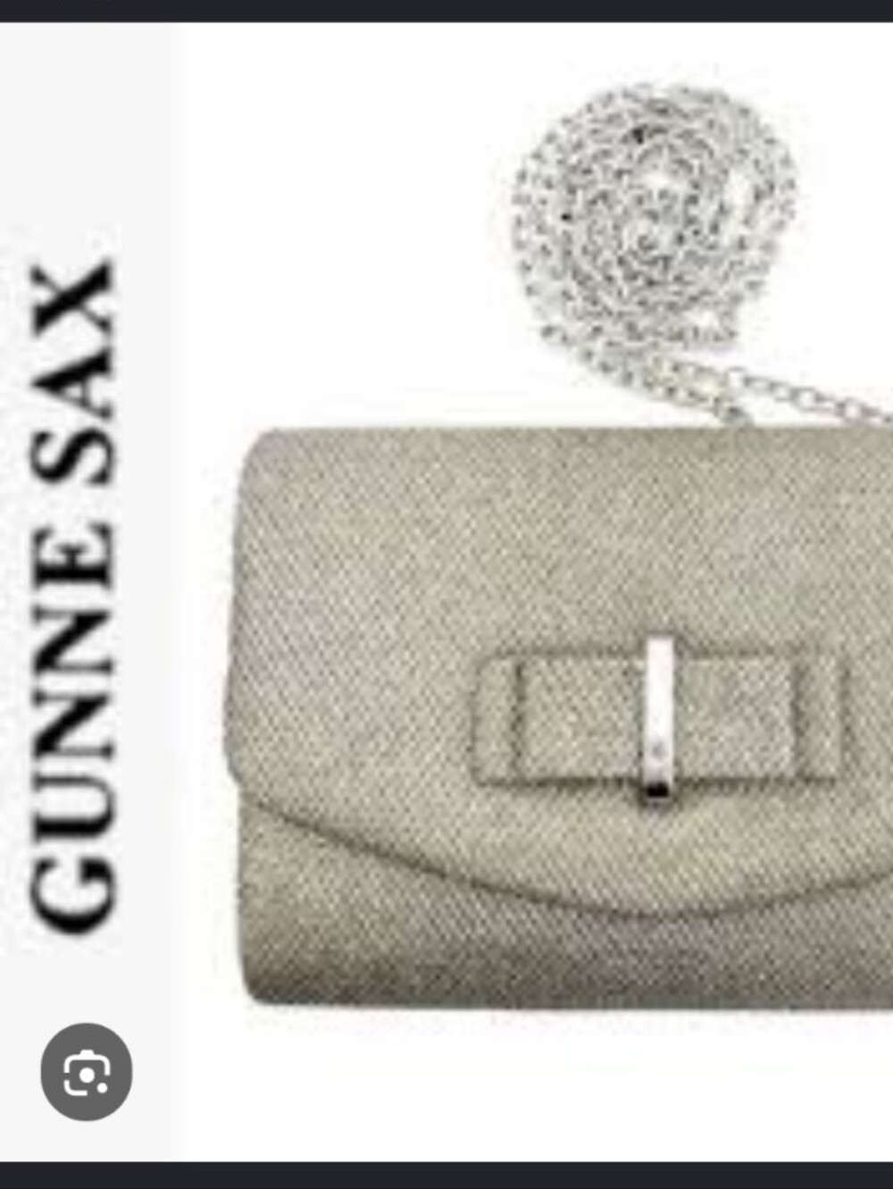 Gunne Sax Silver Metallic Purse With Bow Detail and Chain Strap EUC